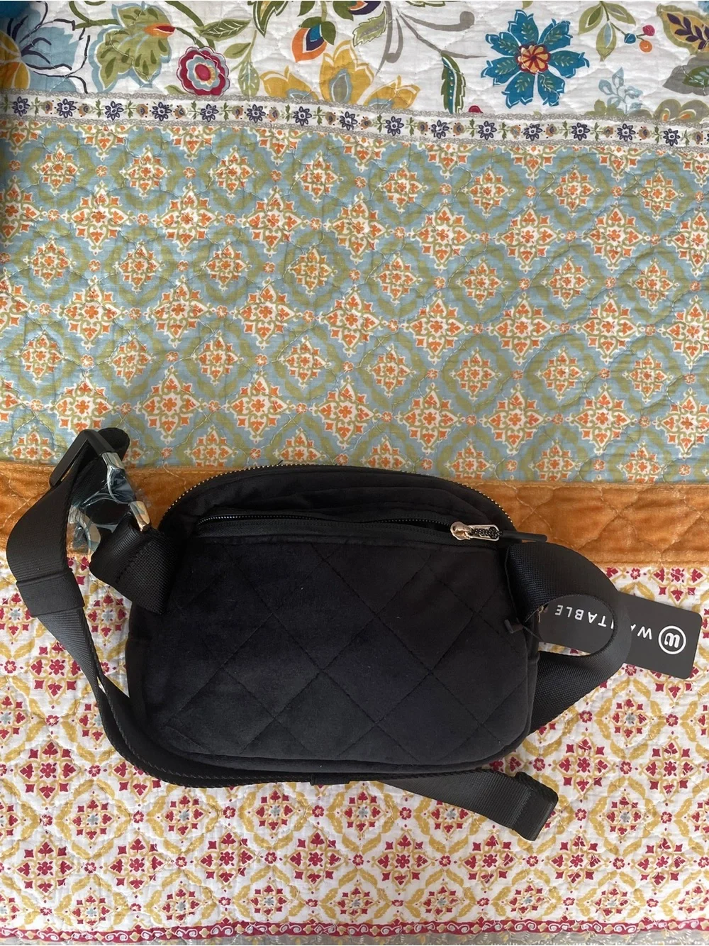 Wantable Velvet Cozytober Belt Bag in Black NWT